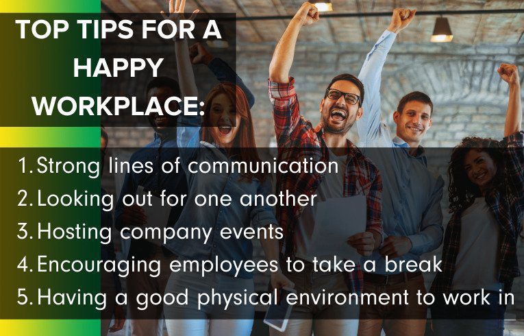 Top tips for a Happy workplace list