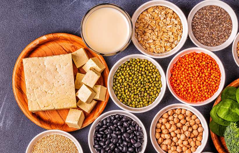 cheeses and pulses in bowls