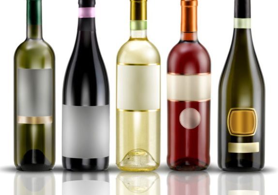alcohol bottles with empty labels